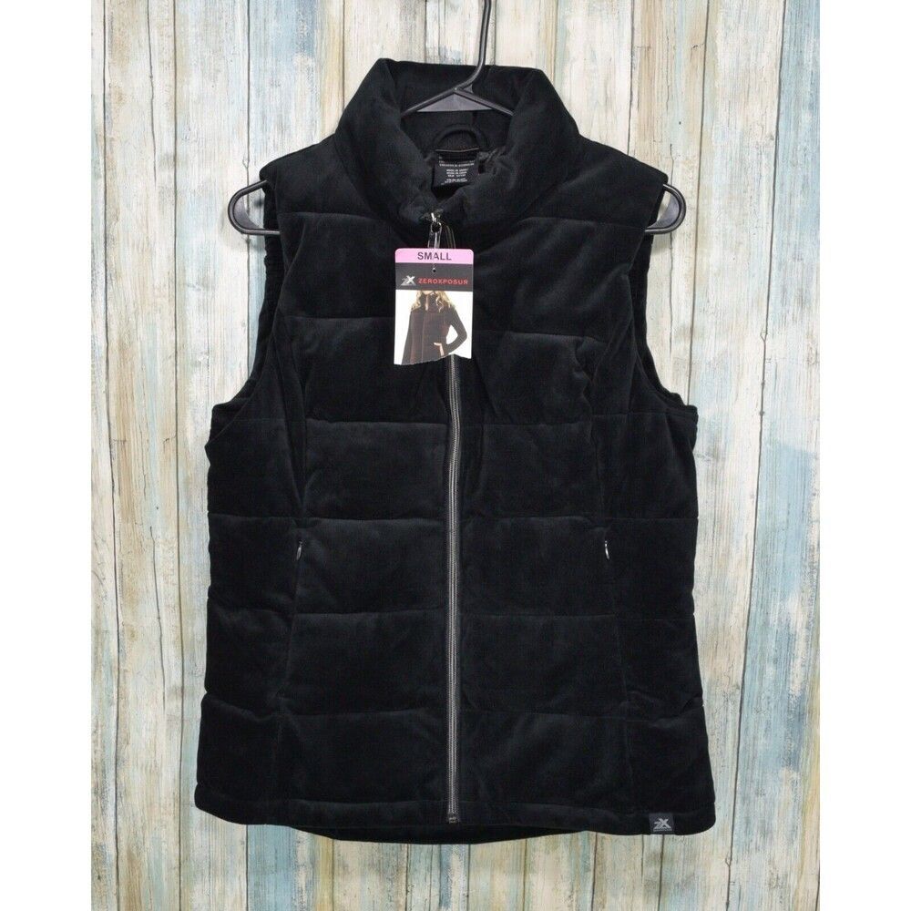 ZeroXposur Velour Puffer Vest BLACK Women's Size S